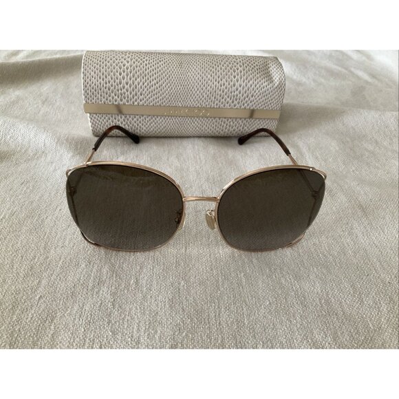 Jimmy Choo Womens Sunglasses Big Gold Rim Rhinestone On Arm W/case Gradient Lens - Picture 1 of 16